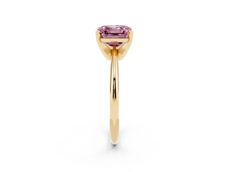 Asscher Cut Engagement Ring Setting for a Fancy Pink Lab-Grown Diamond | Yellow Gold