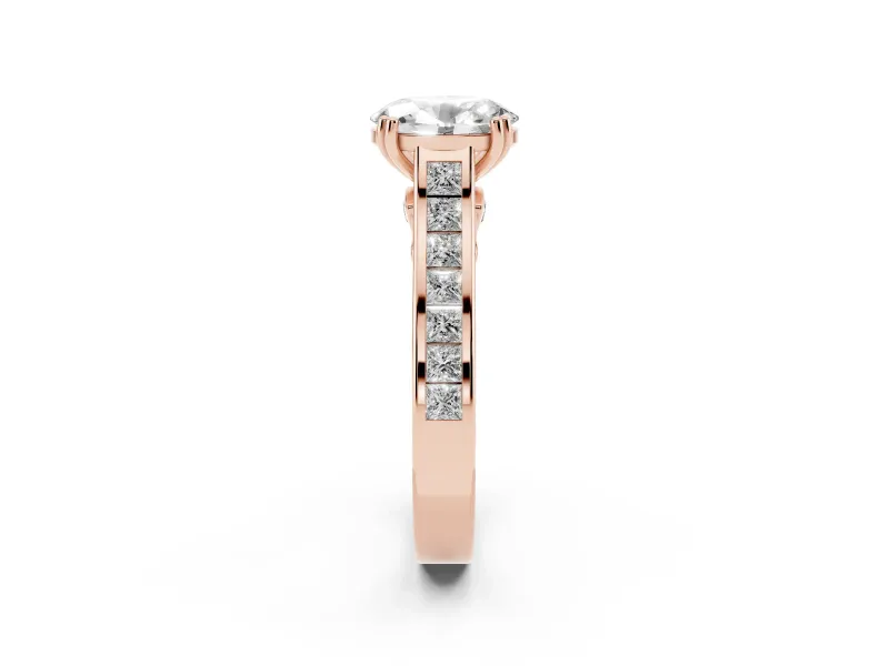Oval Cathedral Channel Set Engagement Ring Setting | Double Claw Prongs | Rose Gold