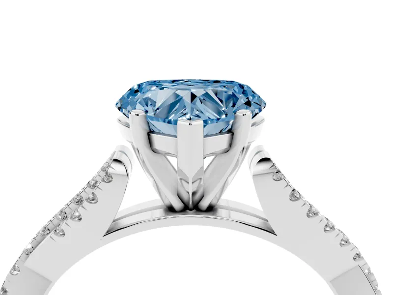 Heart-Shaped Twisted Engagement Ring Setting for a Fancy Blue Lab-Grown Diamond | White Gold