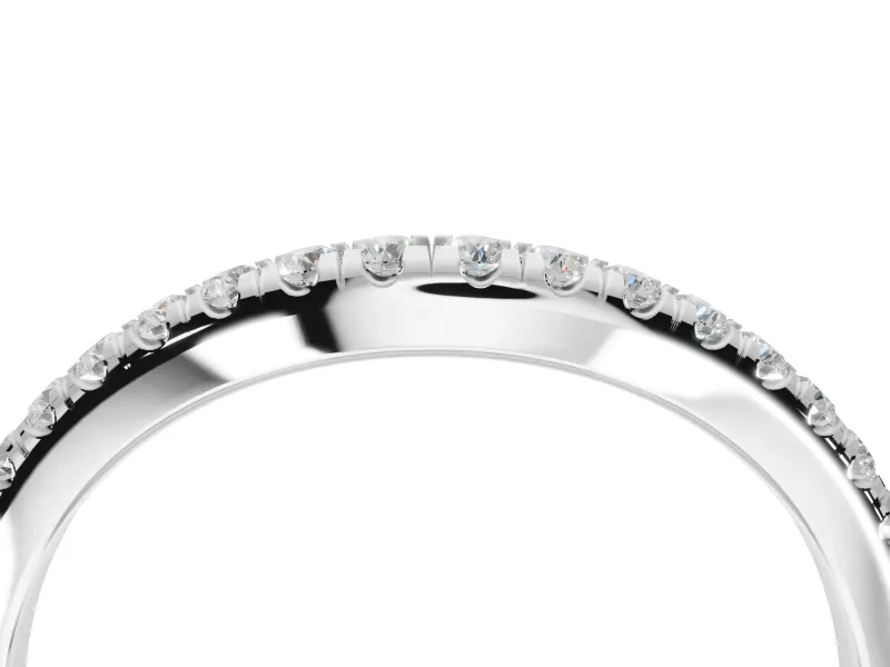 Round Lab-Grown Diamond Pavé Curved Half Eternity Wedding Band | Rounded Edges | Sterling Silver