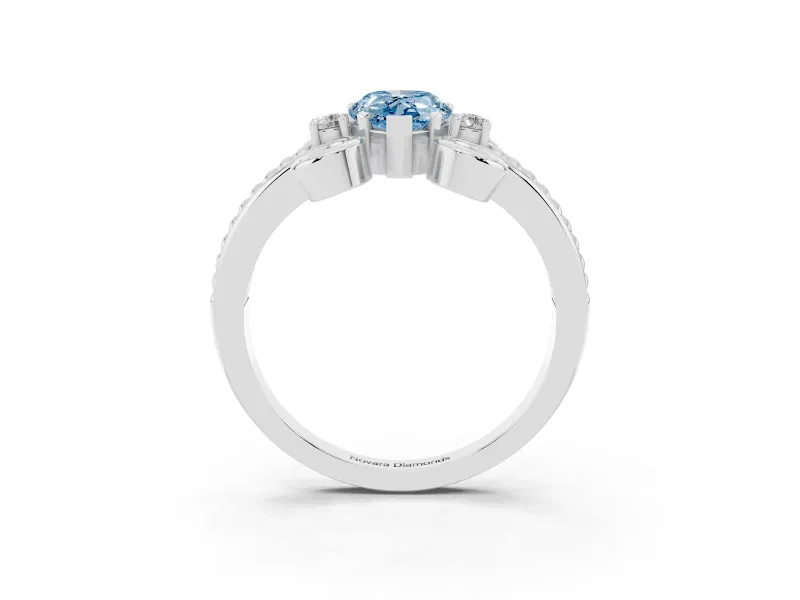 Pear-Shaped Scroll Solitaire Engagement Ring Setting for a Fancy Blue Lab-Grown Diamond | White Gold