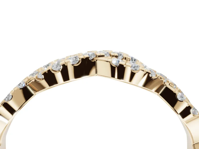 Round Lab-Grown Diamond Twisted Pavé Half Eternity Band | Interwoven Strands | Yellow Gold