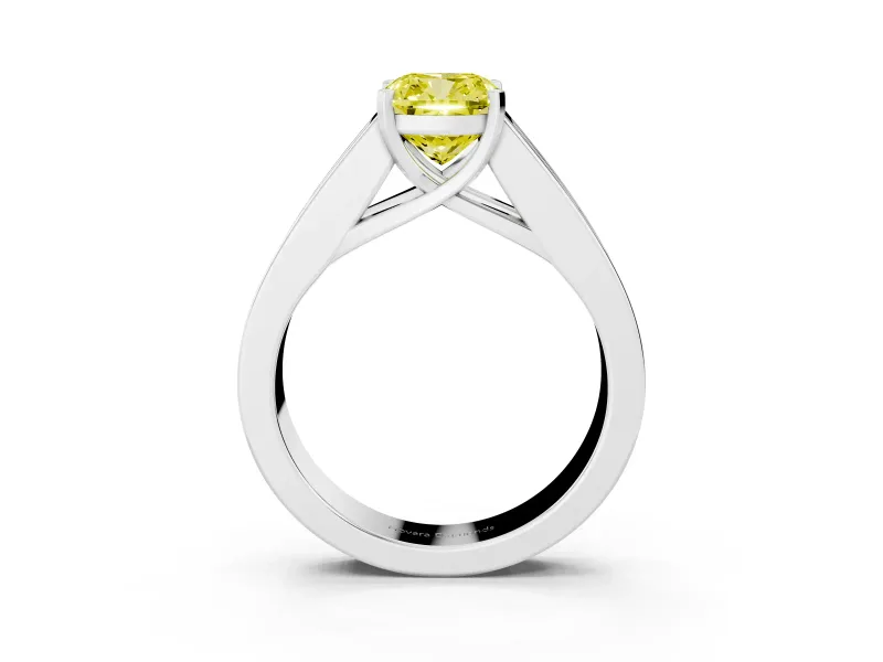 Cushion Cut Channel-Set Engagement Ring Setting for a Fancy Yellow Lab-Grown Diamond | Platinum