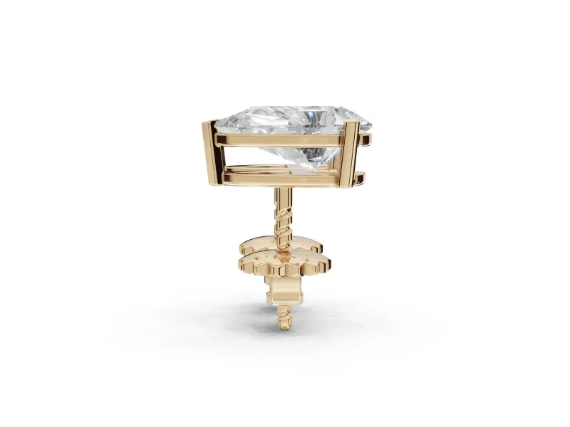 Pear-Shaped Lab-Grown Diamond Solitaire Basket Stud Earrings | Open Gallery | Yellow Gold