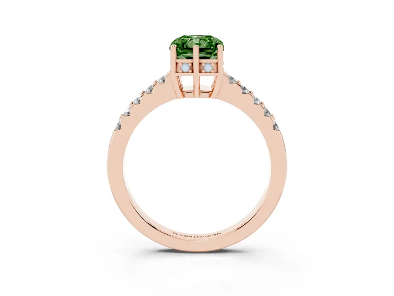 Radiant Cut Engagement Ring Setting for a Fancy Green Lab-Grown Diamond | Rose Gold - Design NV-24649