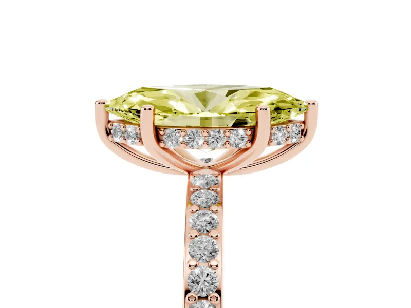 Marquise Hidden Halo Engagement Ring Setting for a Fancy Yellow Lab-Grown Diamond | Rose Gold