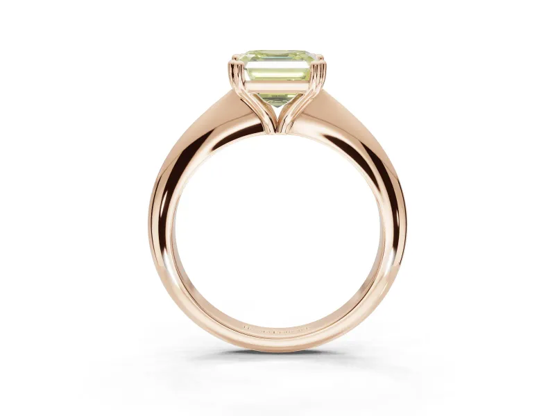Princess Cut Tapered Solitaire Engagement Ring Setting for a Fancy Yellow Lab-Grown Diamond | Rose Gold