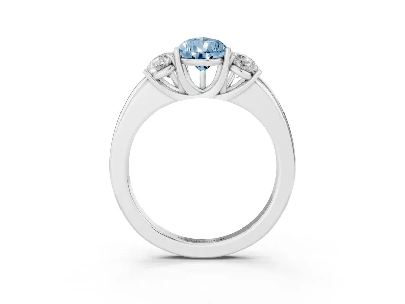 Pear-Shaped Three Stone Engagement Ring Setting for a Fancy Blue Lab-Grown Diamond | Sterling Silver - Design NV-24844