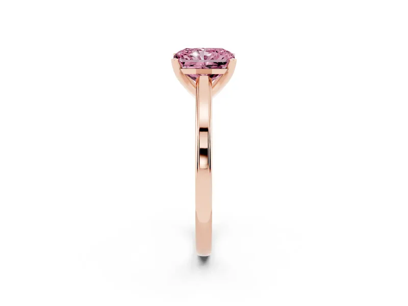 Radiant Cut Solitaire Engagement Ring Setting for a Fancy Pink Lab-Grown Diamond | Stepped Flat Band | Rose Gold