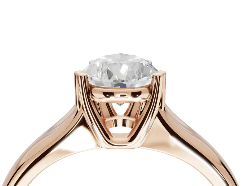 Pear-Shaped Double Claw Solitaire Engagement Ring Setting | Wide Plain Band | Rose Gold