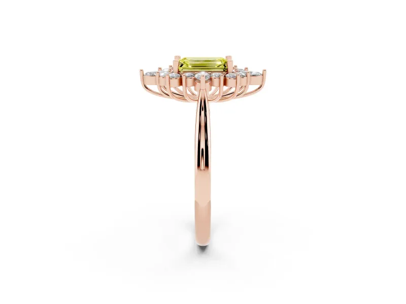 Emerald Cut Engagement Ring Setting for a Fancy Yellow Lab-Grown Diamond | Rose Gold - Design NV-24790