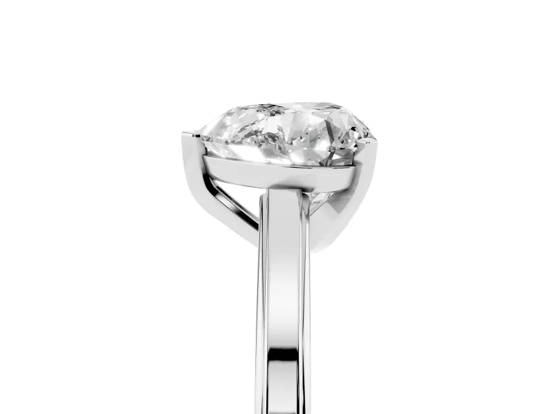 Heart Cut Diamond Solitaire Ring Set in Platinum with Prong Setting and Classic Band