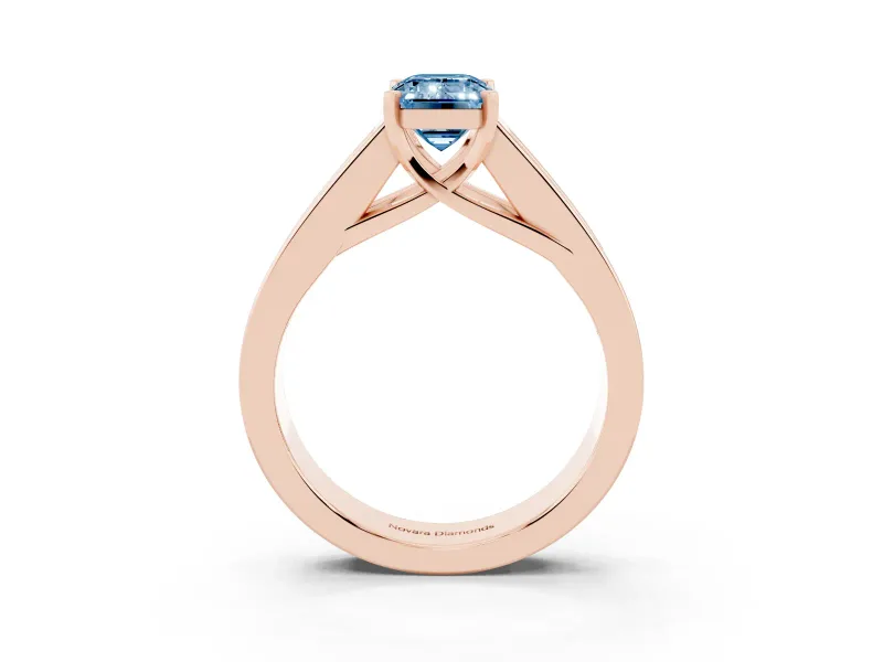 Emerald Cut Channel-Set Engagement Ring Setting for a Fancy Blue Lab-Grown Diamond | Rose Gold