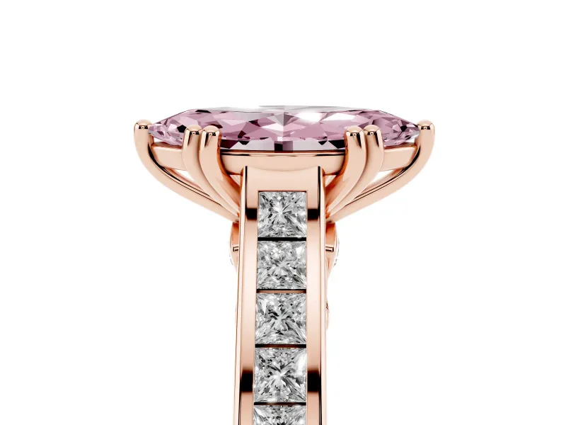 Marquise Channel Set Solitaire Engagement Ring Setting for a Fancy Pink Lab-Grown Diamond | Princess Channel | Rose Gold