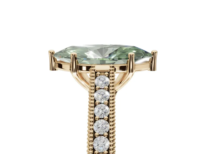 Marquise Vintage Engagement Ring Setting for a Fancy Green Lab-Grown Diamond | Yellow Gold - Design NV-24644