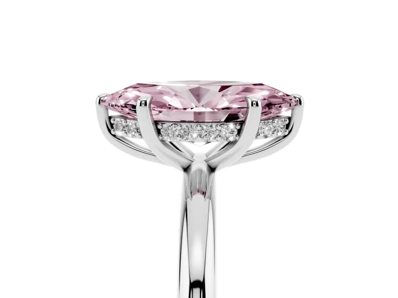 Marquise Hidden Halo Ring Setting for a Fancy Pink Lab-Grown Diamond | Sterling Silver