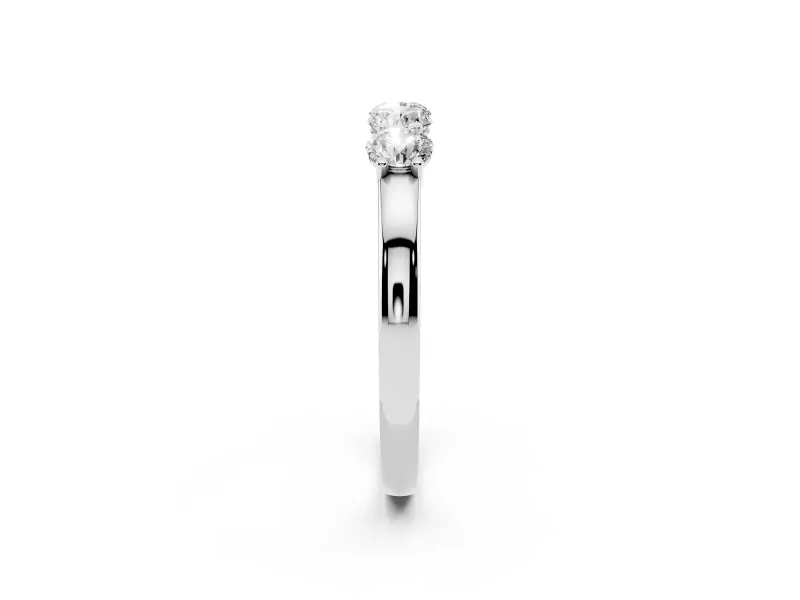Round Diamond Four-Stone Band Set in Platinum with Prong Setting