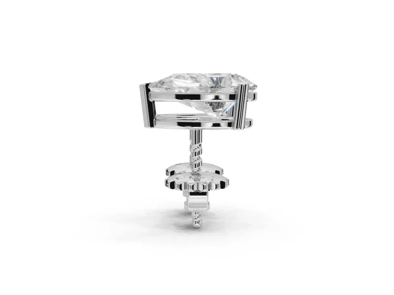Emerald Cut Lab-Grown Diamond Solitaire Basket Stud Earrings | Open Gallery | Sterling Silver