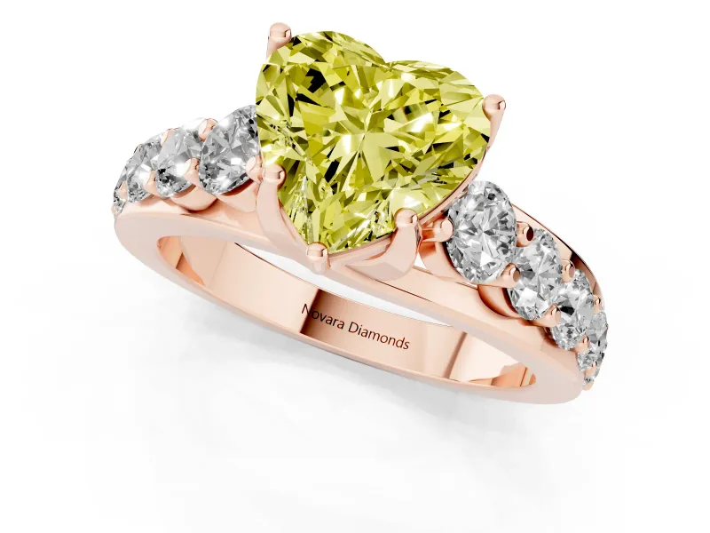 Heart-Shaped Engagement Ring Setting for a Fancy Yellow Lab-Grown Diamond | Rose Gold - Design NV-24645