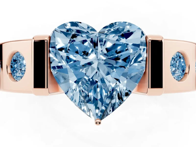Heart-Shaped Tension Style Engagement Ring Setting for a Fancy Blue Lab-Grown Diamond | Rose Gold