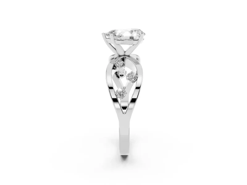 Pear-Shaped Open Loop Engagement Ring Setting | Scattered Accents | Platinum