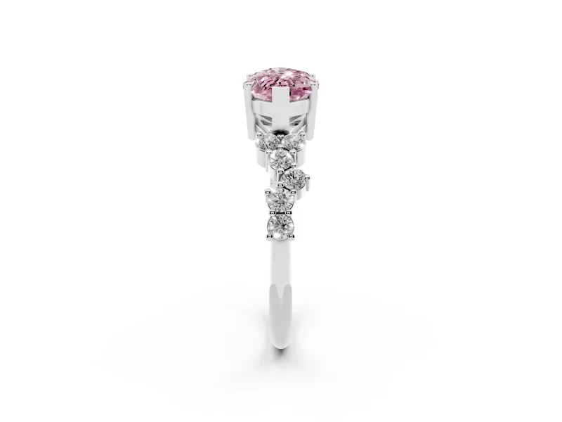 Marquise Scattered Accent Engagement Ring Setting for a Fancy Pink Lab-Grown Diamond | Platinum