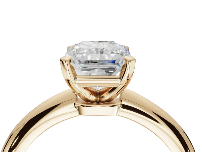 Radiant Cut Solitaire Engagement Ring Setting | Tapered Plain Band | Yellow Gold