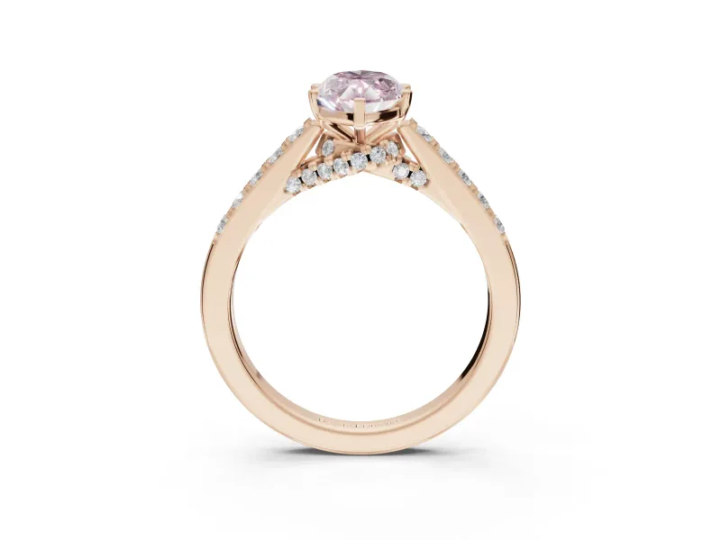 Marquise Pavé Solitaire Engagement Ring Setting for a Fancy Pink Lab-Grown Diamond | Crossover Gallery | Rose Gold
