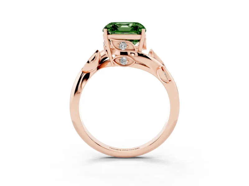 Asscher Cut Twisted Bypass Engagement Ring Setting for a Fancy Green Lab-Grown Diamond | Rose Gold