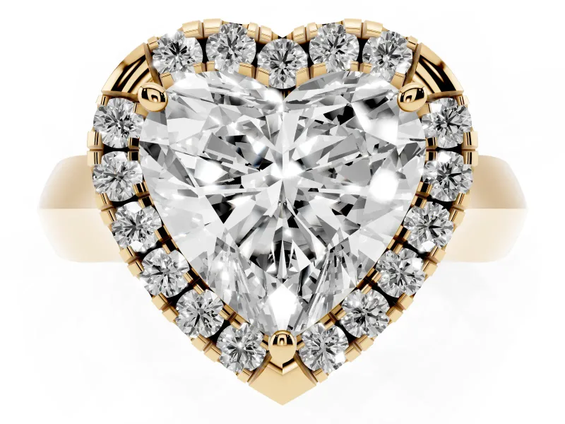 Heart-Shaped Halo Engagement Ring Setting | Square Profile Band | Yellow Gold
