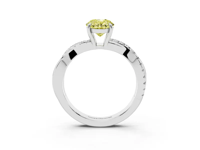 Oval Crossover Engagement Ring Setting for a Fancy Yellow Lab-Grown Diamond | Platinum
