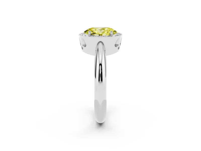 Oval Halo Engagement Ring Setting for a Fancy Yellow Lab-Grown Diamond | Plain Band | Platinum