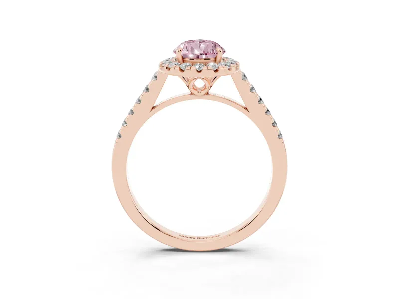 Pear-Shaped Raised Halo Engagement Ring Setting for a Fancy Pink Lab-Grown Diamond | Rose Gold