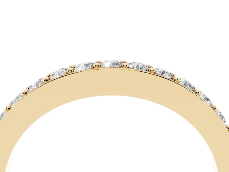 Round Lab-Grown Diamond Pavé Curved Half Eternity Wedding Band | Flat Top | Yellow Gold
