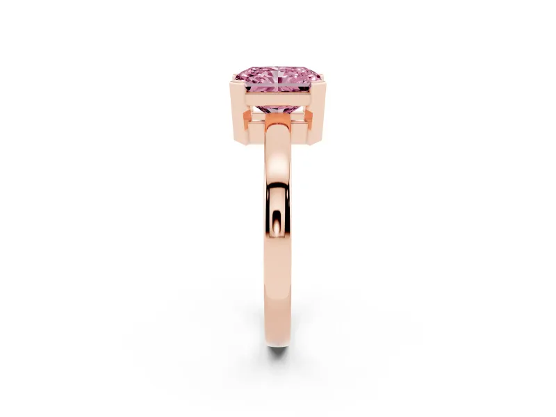 Radiant Cut Solitaire Engagement Ring Setting for a Fancy Pink Lab-Grown Diamond | Flat Tab Prongs | Rose Gold
