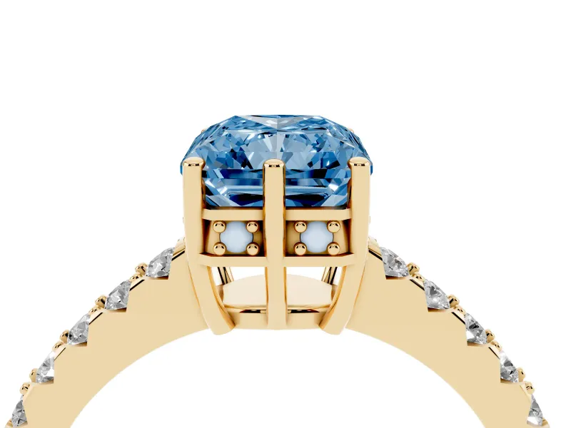 Radiant Cut Engagement Ring Setting for a Fancy Blue Lab-Grown Diamond | Yellow Gold - Design NV-24649