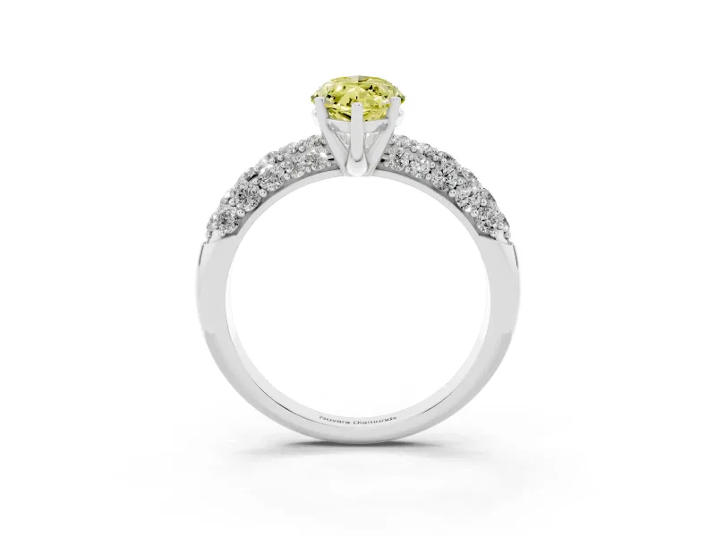 Marquise Close Set Pave Engagement Ring Setting for a Fancy Yellow Lab-Grown Diamond | Multi Row | Sterling Silver