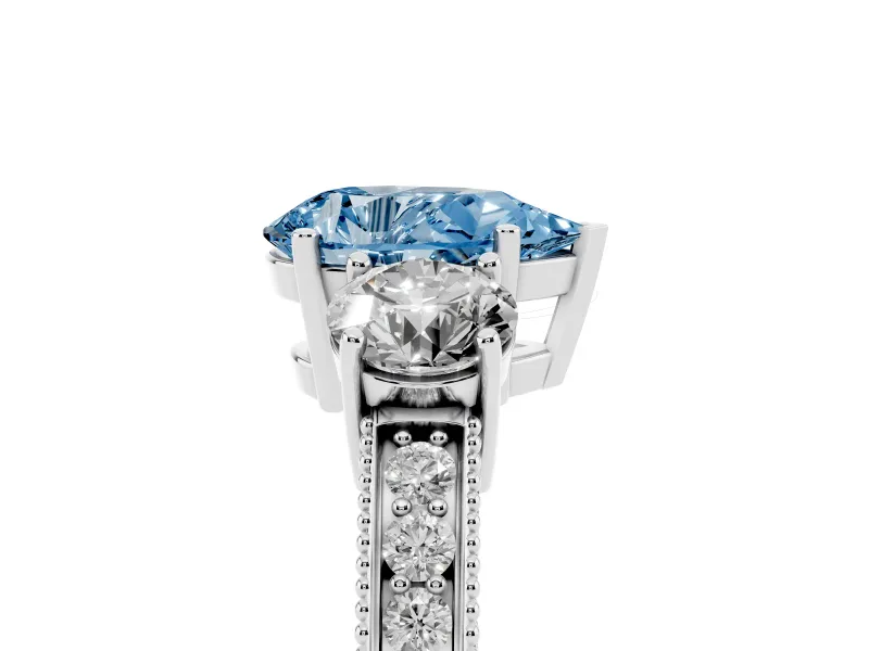 Pear-Shaped Engagement Ring Setting for a Fancy Blue Lab-Grown Diamond | Sterling Silver - Design NV-24907