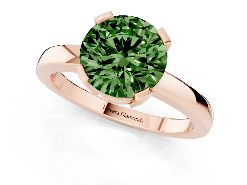 Round Tab Prong Solitaire Engagement Ring Setting for a Fancy Green Lab-Grown Diamond | Rose Gold