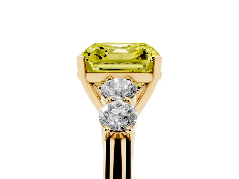 Asscher Cut 5 Stone Engagement Ring Setting for a Fancy Yellow Lab-Grown Diamond | Yellow Gold