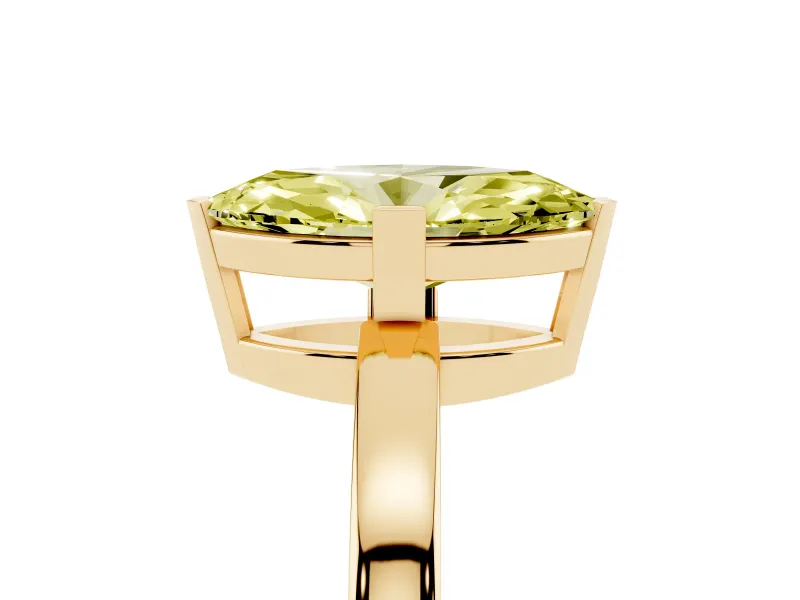 Marquise Solitaire Engagement Ring Setting for a Fancy Yellow Lab-Grown Diamond | Flat Tab Prongs | Yellow Gold