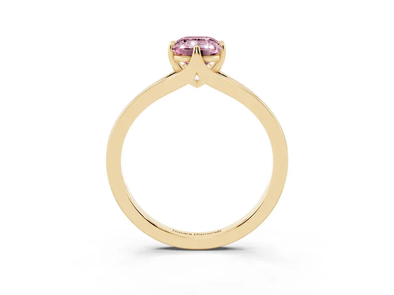 Emerald Cut Split Shank Engagement Ring Setting for a Fancy Pink Lab-Grown Diamond | Yellow Gold