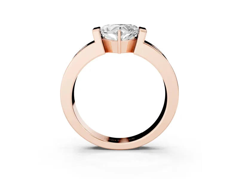 Heart-Shaped Tension Style Engagement Ring Setting | Flush Set Accents | Rose Gold