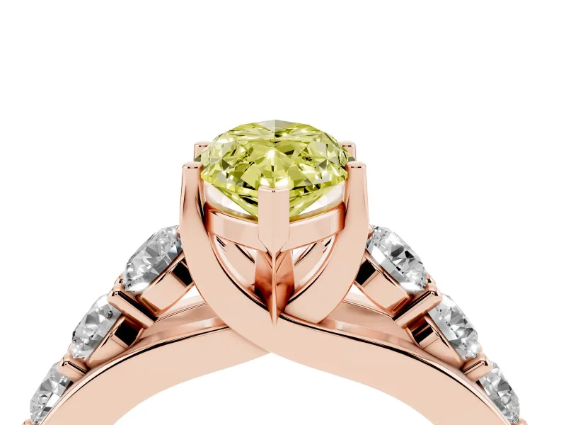 Marquise Graduated Engagement Ring Setting for a Fancy Yellow Lab-Grown Diamond | Rose Gold