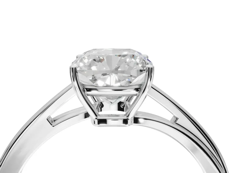 Cushion Cut Bypass Solitaire Engagement Ring Setting | Plain Polished Band | Platinum