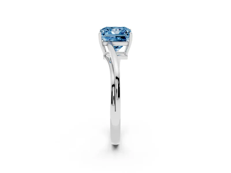 Princess Cut Bypass Solitaire Engagement Ring Setting for a Fancy Blue Lab-Grown Diamond | White Gold