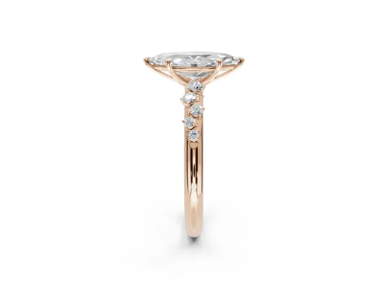 Marquise Solitaire Engagement Ring Setting | Graduated Scattered Accents | Rose Gold