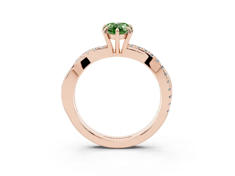 Pear-Shaped Crossover Engagement Ring Setting for a Fancy Green Lab-Grown Diamond | Rose Gold