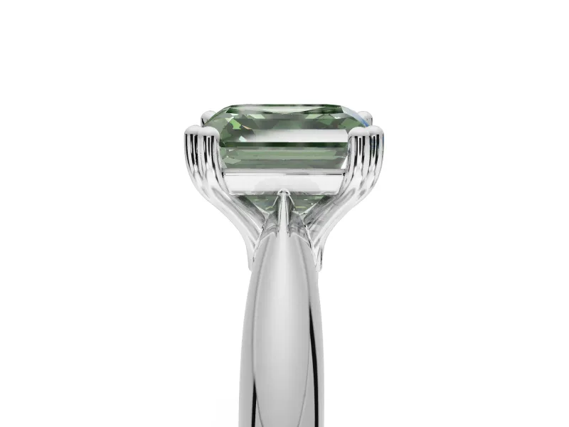 Princess Cut Tapered Solitaire Engagement Ring Setting for a Fancy Green Lab-Grown Diamond | Platinum