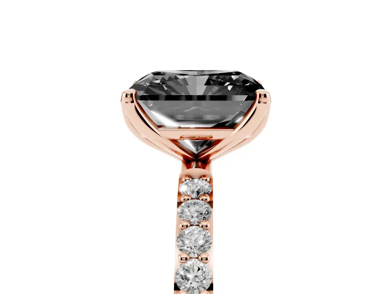 Radiant Cut Pavé Solitaire Engagement Ring Setting for a Black Center | Slim Band | Rose Gold